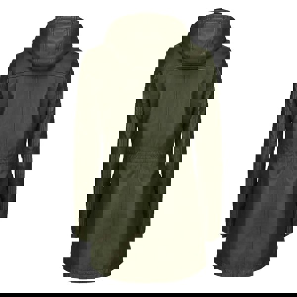 Leather Company Women's Leather Peacoat Hooded Parka Jacket Navy Blue Brown