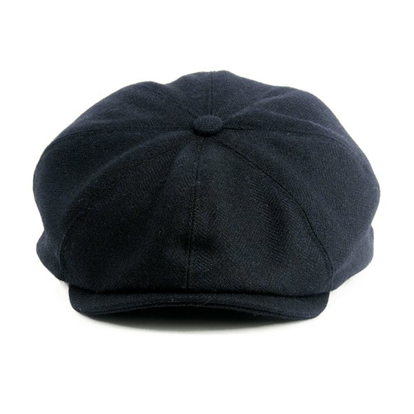 Gamble & Gunn Cromore - 8 Panel Pure Wool Black Herringbone Cap 