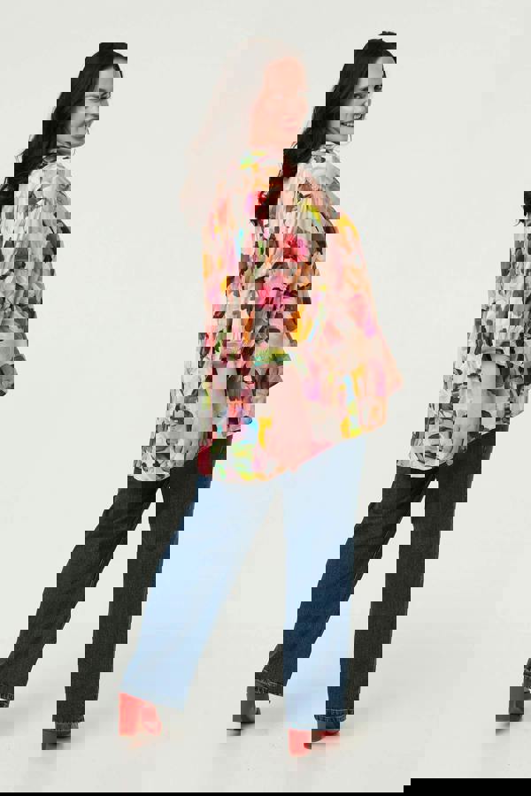 Pink | Curve Brushstroke Print 3/4 Sleeve Shirt