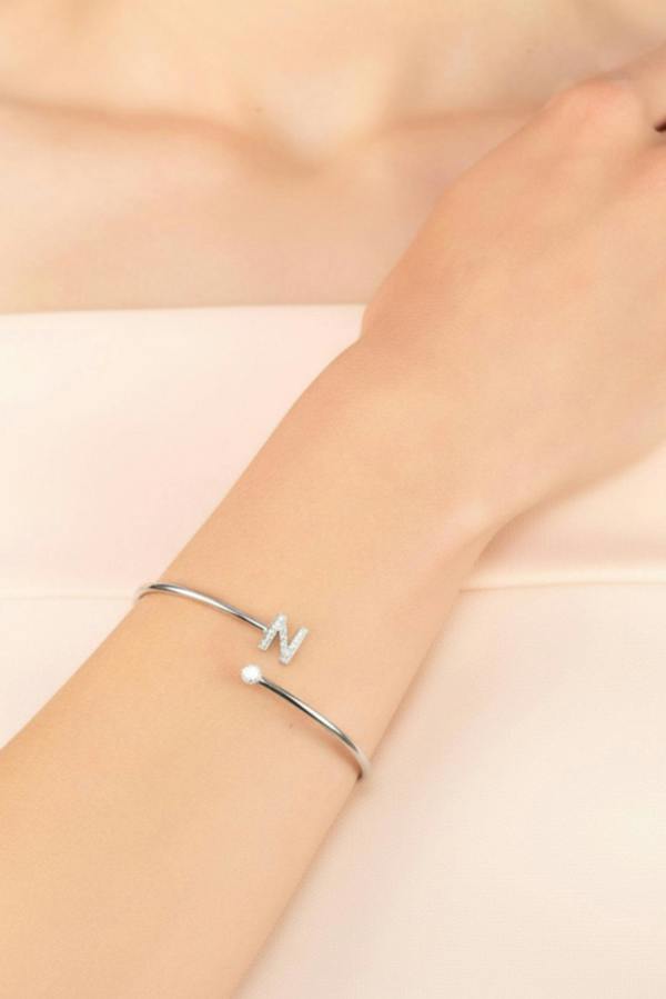 The bracelet worn by a model.