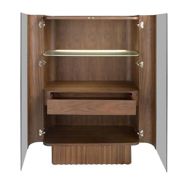 Angel Cerdá Tall Sideboard in Tempered Glass, Walnut With Interior Lighting 3273