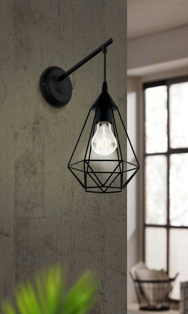 EGLO Tarbes 1-Light Geometric Black Steel Wall Light