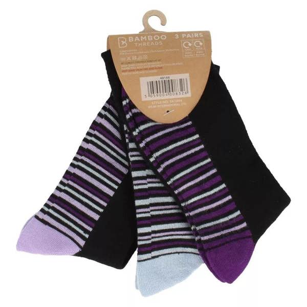 BAMBOO Ladies Bamboo 3 Pack Heel & Toe Non Elastic Socks SK1044