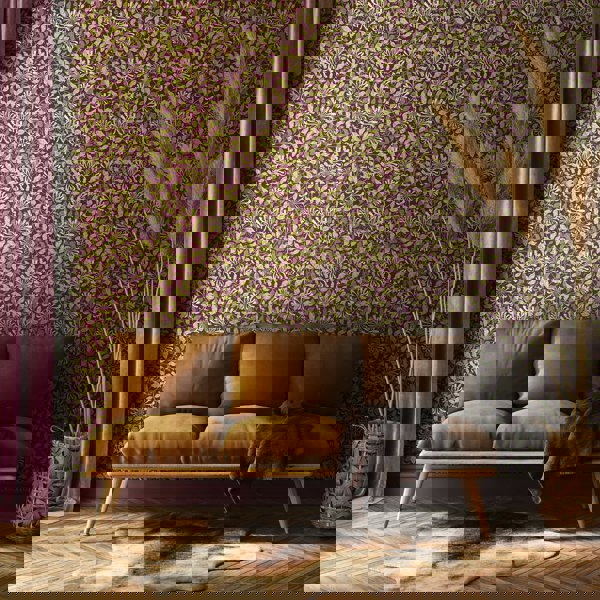 Hoopla Walls Honeysuckle Leaf Trail - Aubergine 10m Wallpaper