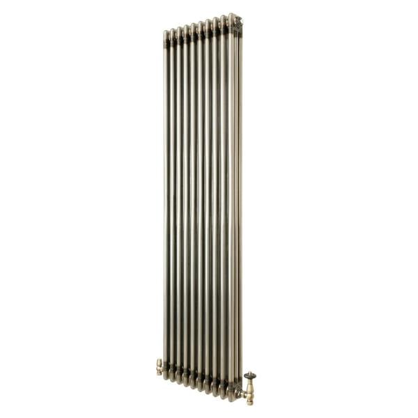 Traditional 3 Column Radiator & Valves - 1800 x 470mm - Raw Metal