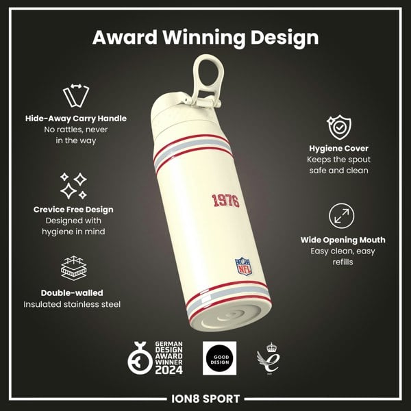 ION8 NFL x ION8 Insulated Steel Water Bottle, NFL Buccaneers, 750ml (24oz)