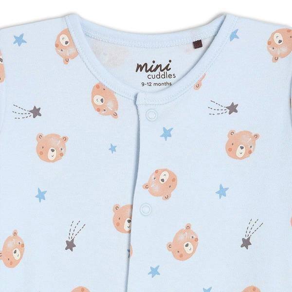 Baby Boys 2pk Teddy Bear Printed Sleepsuit, Multicolour - Minicuddles