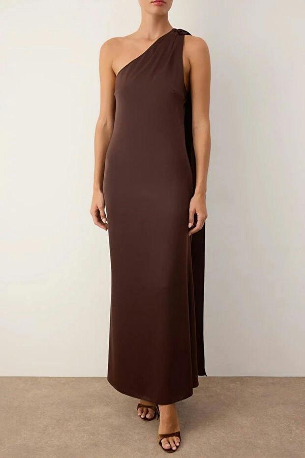WOVCOR Woven Satin Midi Unlined Dress
