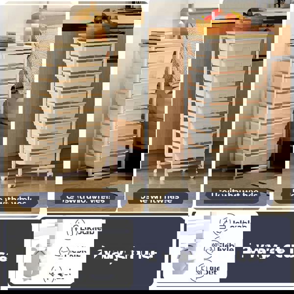 Levede 8 Drawers Storage Trolley Utility Cart Plastic Mobile Organiser Unit