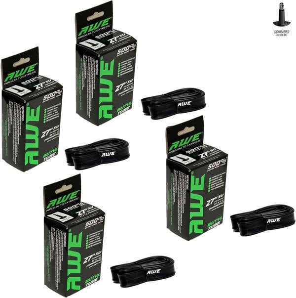 Awe 4 x Butyl Rubber 27"x 1 1/4 (700x28/37C) Inner Tube 500%* Extra Ride Time Schrader Valve