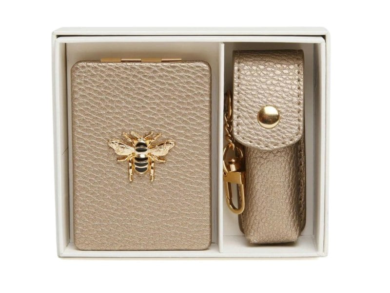 Alice Wheeler Bee 2-Piece Gift Set – Compact Mirror & Lipstick Holder