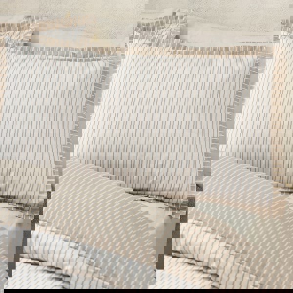 Catherine Lansfield Oxford Pinstripe Reversible Duvet Cover Set Natural