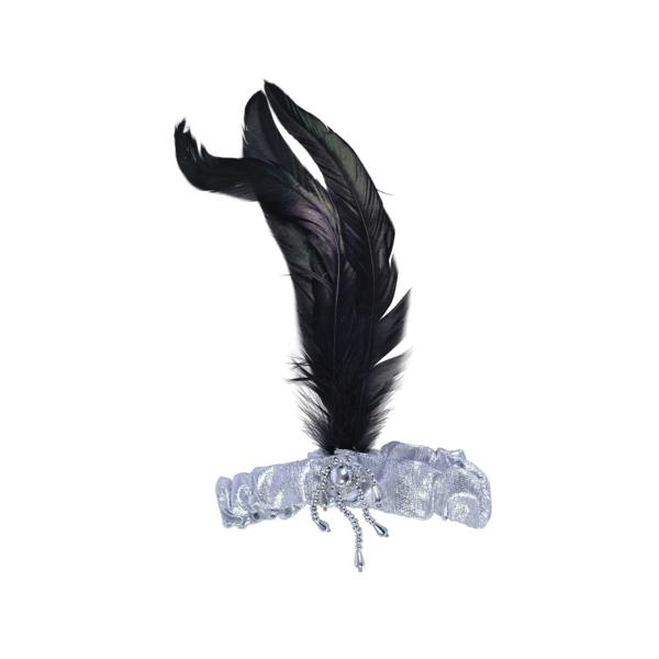 Bristol Novelty Unisex Adults Feather headband - Silver/Black