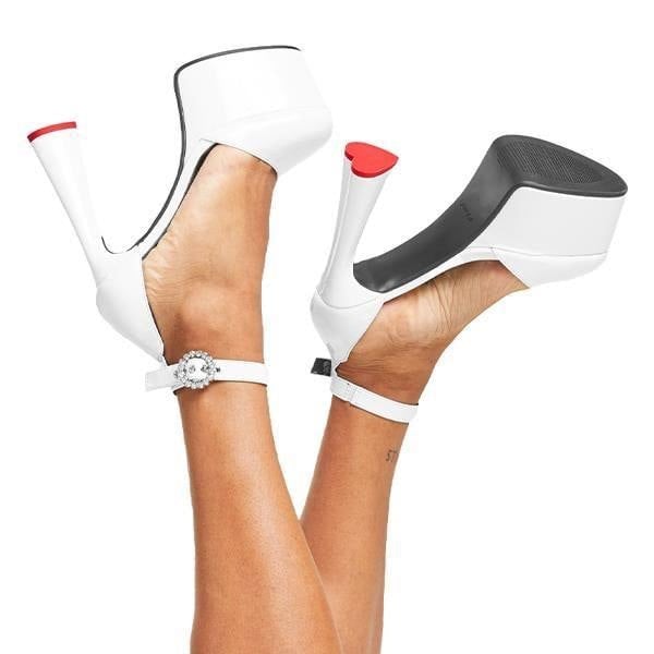 Lamoda Platform Heels Someday Round Toe High Heels with Straps & Buckles, White