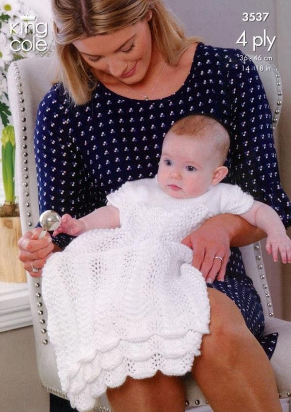 King Cole Comfort Knitting Pattern 3537, Jackets, Shoes, Dresses, Headwear for Baby, 14 - 18 Inches - Advanced
