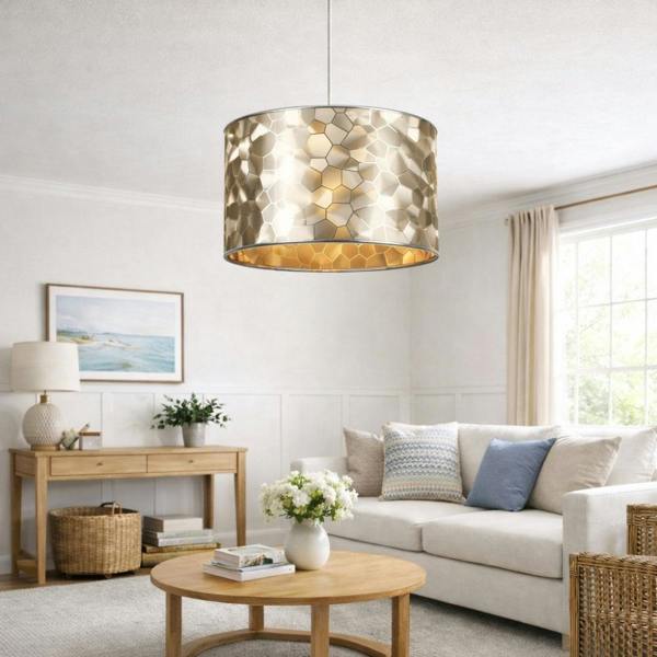 Pagazzi Lighting Elin Gold and Silver Textured Cylinder Shade