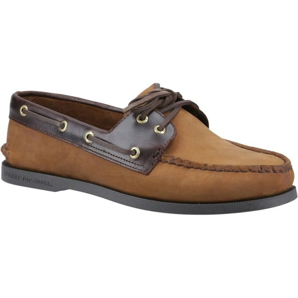 Sperry Authentic 2 Eye Leather Men's Brown Combo Boat Shoes