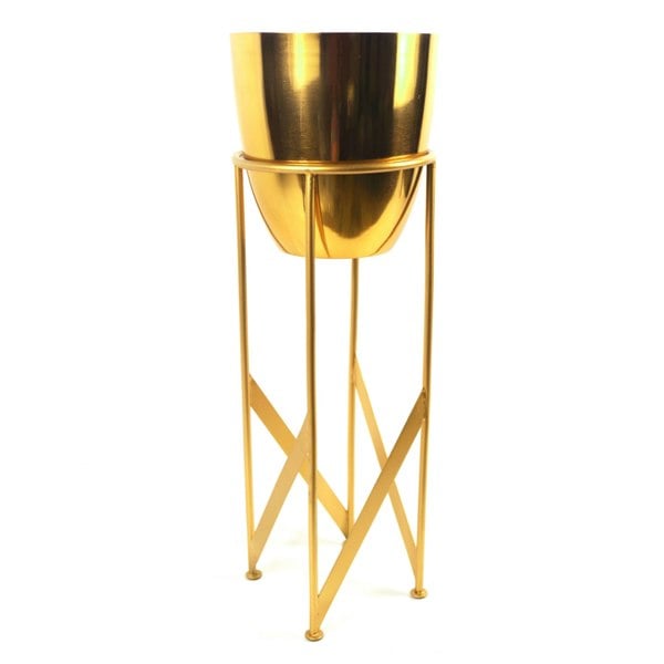 Leaf 55cm Gold Planter with Matching Stand