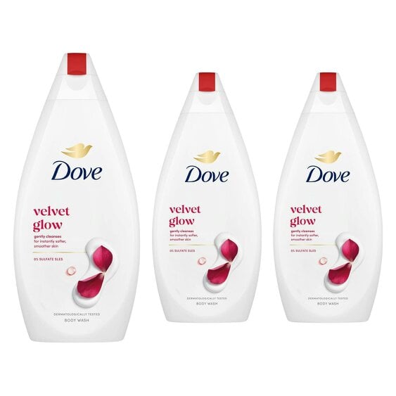 Dove Velvet Glow Body Wash 3 Pack, 0% Sulfate SLES Shower Gel, 450ml