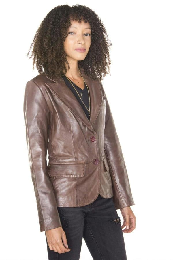 Infinity Leather Womens Leather Blazer Jacket-Seregno