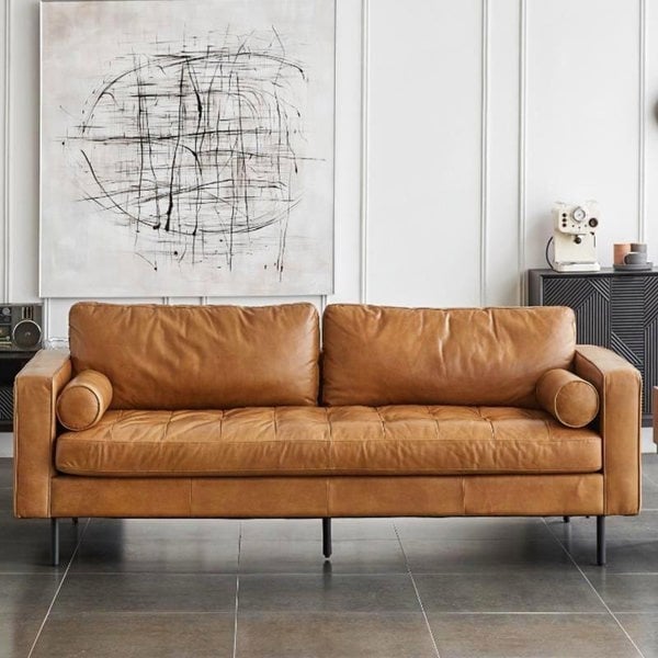 Porto Three Seater Sofa, Real Leather-Two Seater Sofa-Weilai Concept-Weilai Concept