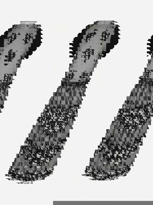 Simonetta  Houndstooth Heart Embroidered Dress