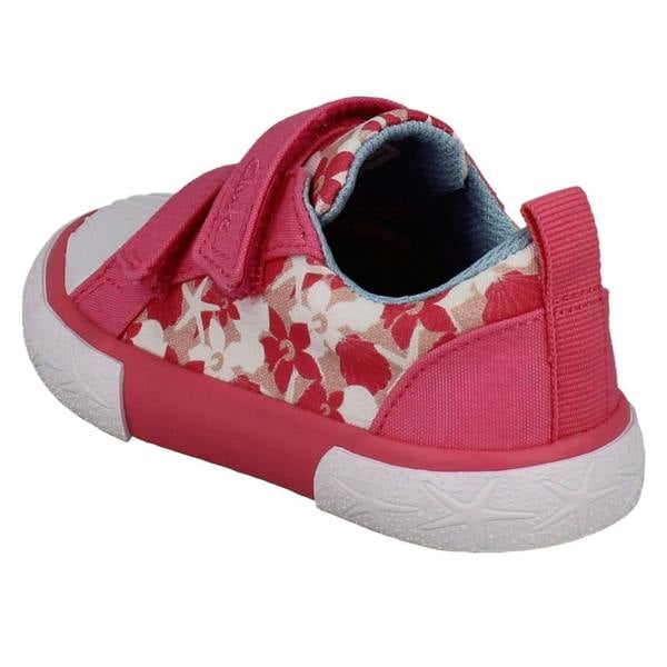 Clarks Girls Clarks Playprints Floral Starfish Design Canvas Shoes Foxing Shell