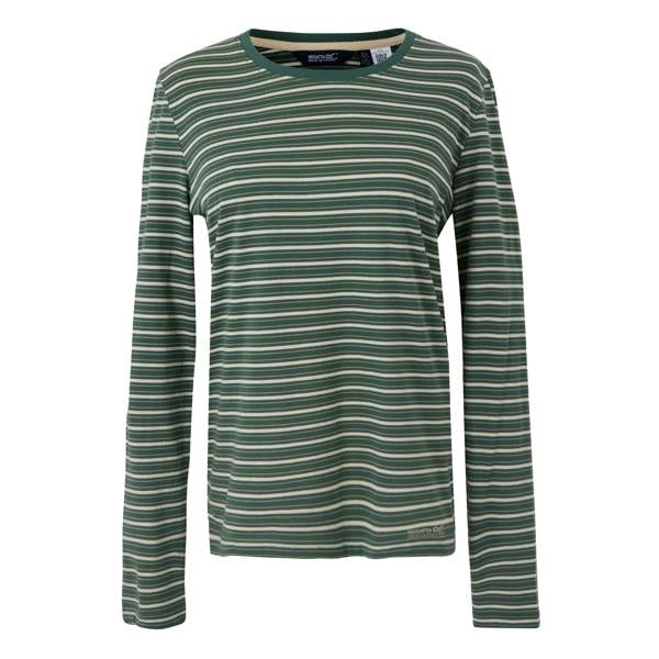 Regatta Womens Federica Stripe Long-Sleeved T-Shirt - Spruce Green/Light Vanilla