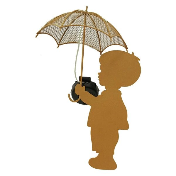 EDH Door Hardware Rustic Boy Silhouette with Solar Umbrella – 46 x 22 x 17.5 CM | Metal Garden Sculpture with Solar Light