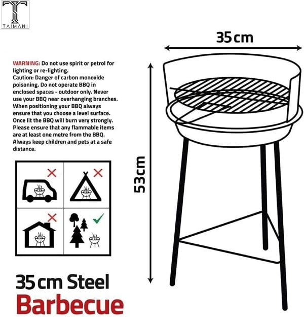 Generise Portable Camping & Festival Chargrill BBQ Grill Set - 14" Round