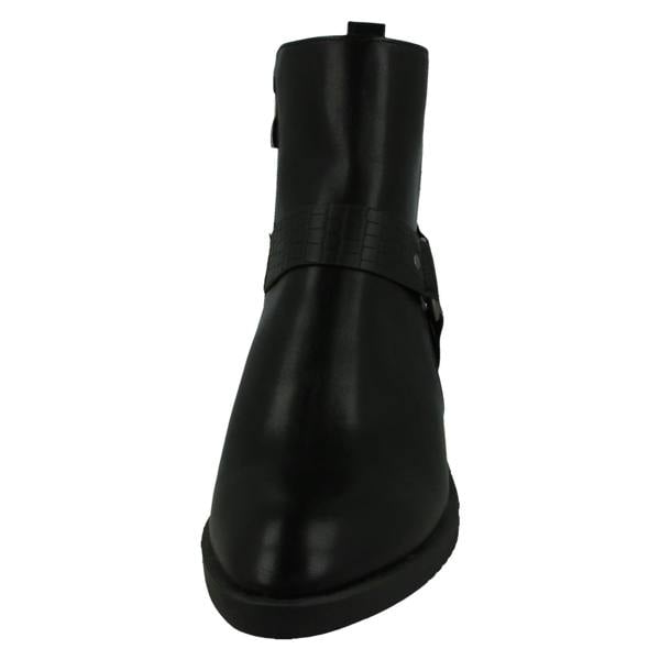 Spot On Ladies Spot On Low Ankle Boots with Ring Trim Strap F51240