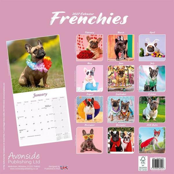 Frenchies Calendar 2027, Wall Calendars, Month To View, Dogs, Gift