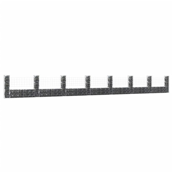Berkfield U-shape Gabion Basket with 8 Posts Iron 860x20x100 cm