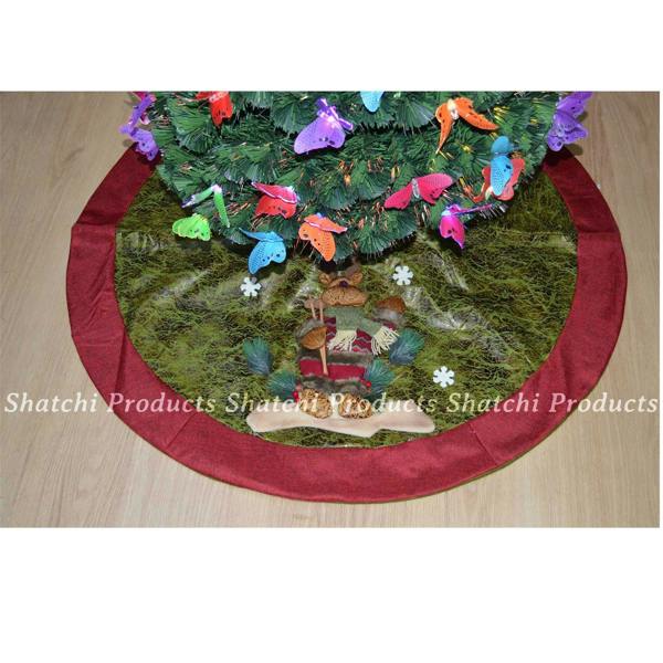 122cm Christmas Tree Skirt Base Cover with 3D Reindeer Design for Festive Home Decorations image 3