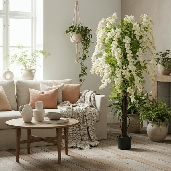 Wyld Haus Kalone Artificial White Wisteria Style Tree Supplied In Nursery Pot