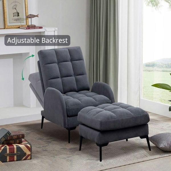 Upholstered Adjustable Backrest Velvet Sleeper Recliner Come with Ottoman Recliners Living and Home
