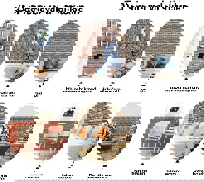 ANYHOUZ 10pcs Vinyl Wall Tile Bricklayer Pattern Textured 3D Waterproof