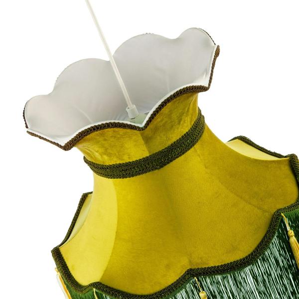 Large Olive and Forest Green Victorian Lamp Shade with Scallop Edges Image 3