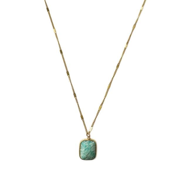 Luxe Tones Elysia 18ct Gold Plated Turquoise Stone Pendant Necklace