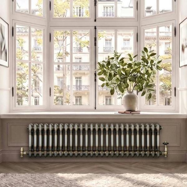 Monstershop Traditional 2 Column Radiator - 300 x 1190mm - Raw Metal