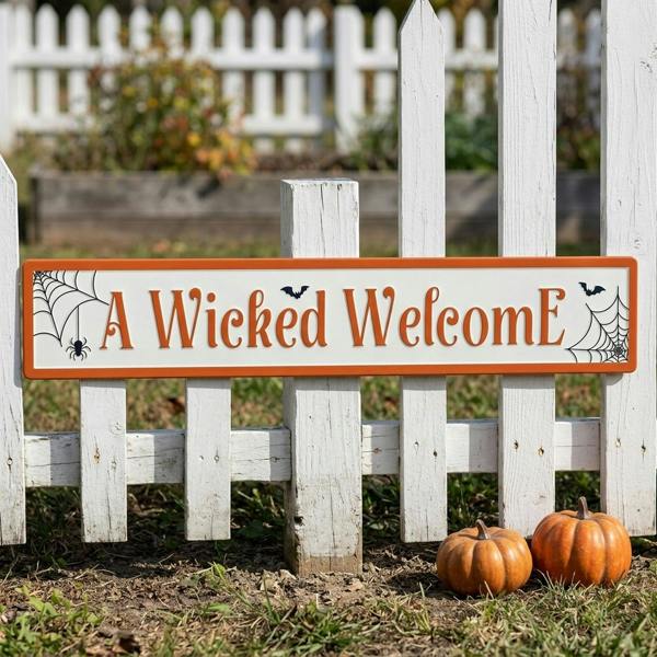 Garden Greatness Haunted Web Wicked Welcome Sign