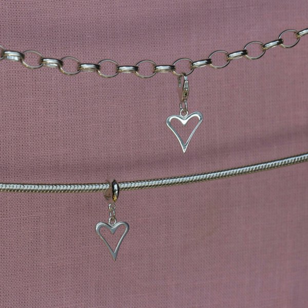 Mylee London Open Heart Pendant Charm - Sterling Silver