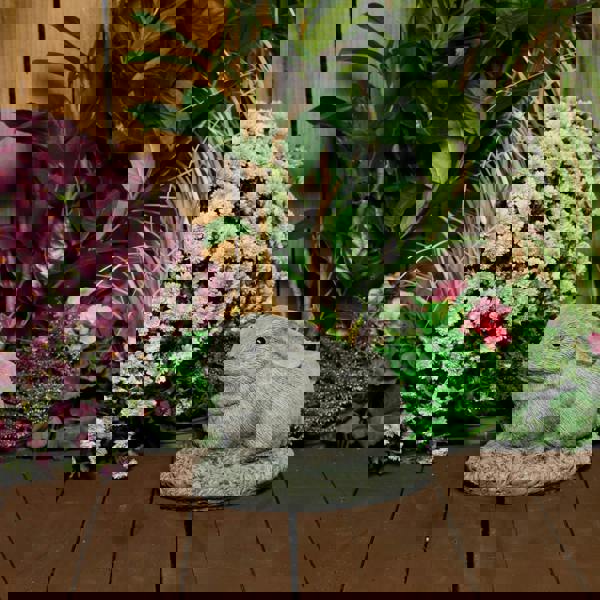 Charming Stone Cast Rabbit Planter for Flowers or Herbs