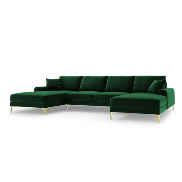 Snug Furniture Monroe Plush U-Shaped Corner Sofa with Gold Legs