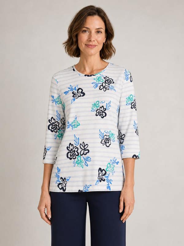 TIGI Stripe And Bloom Print Top