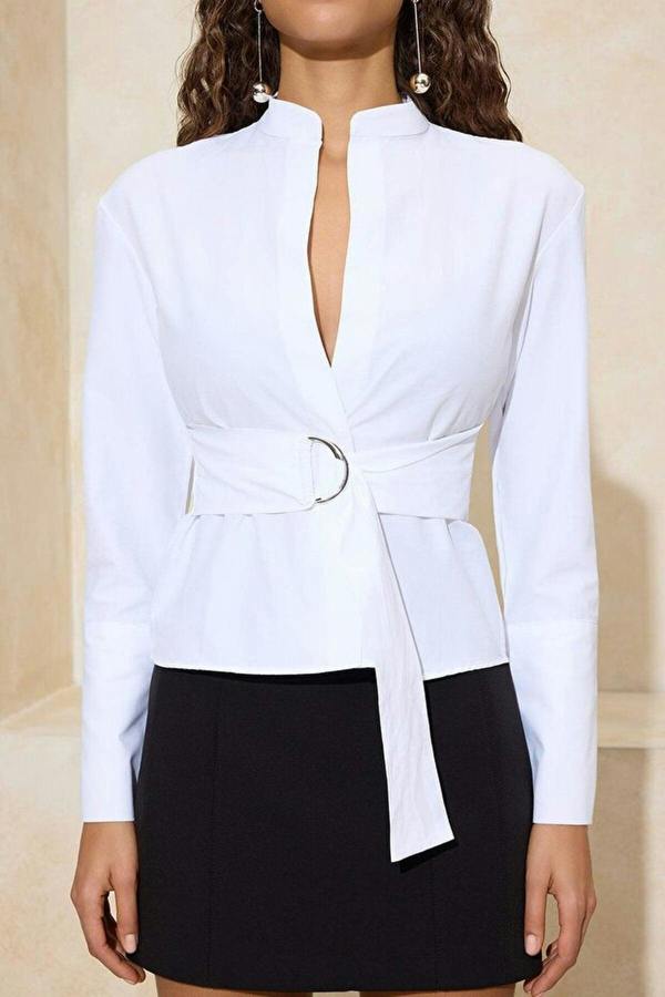 WOVCOR Belted & Snap-Front Adjustable Shirt