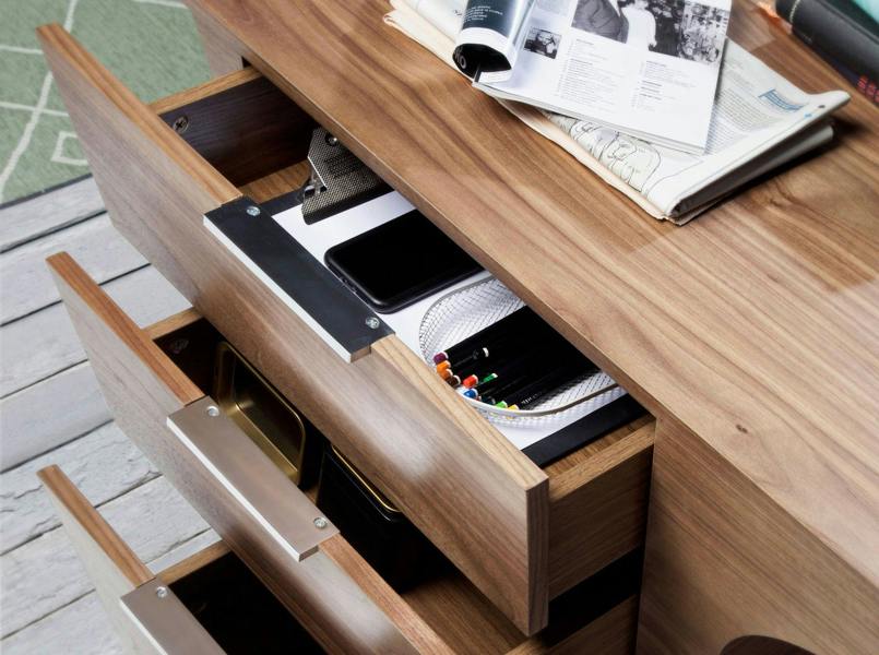 Angel Cerdá Walnut desk with chrome-plated steel base 3012