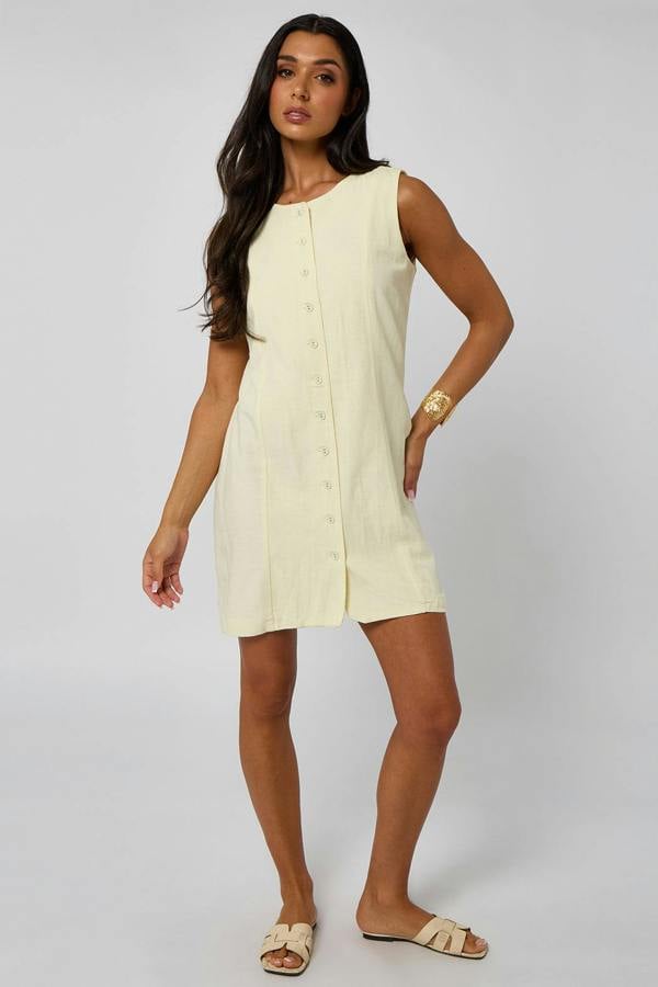 Urban Bliss Lemon Button Down Mini Dress