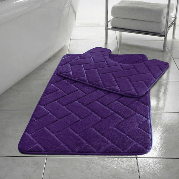 HomeSpace Direct Memory Foam Blocks Anti Slip Bath Mat Set 2 Piece