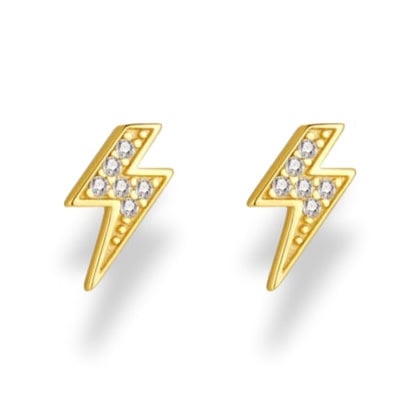 Gold Trip Lightning Bolt Stud Earrings